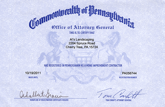 Al's Landscaping | General Contractor License